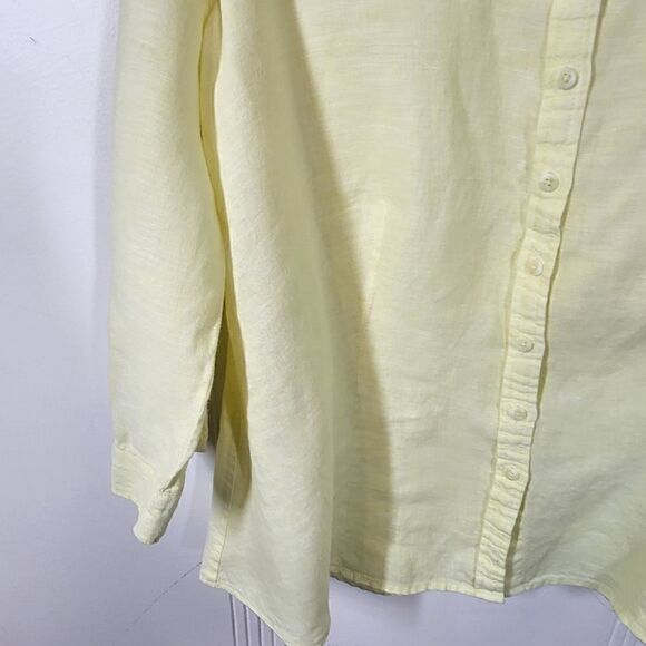 Plus Size Coldwater Creek Yellow Linen Blouse - Picture 7 of 9